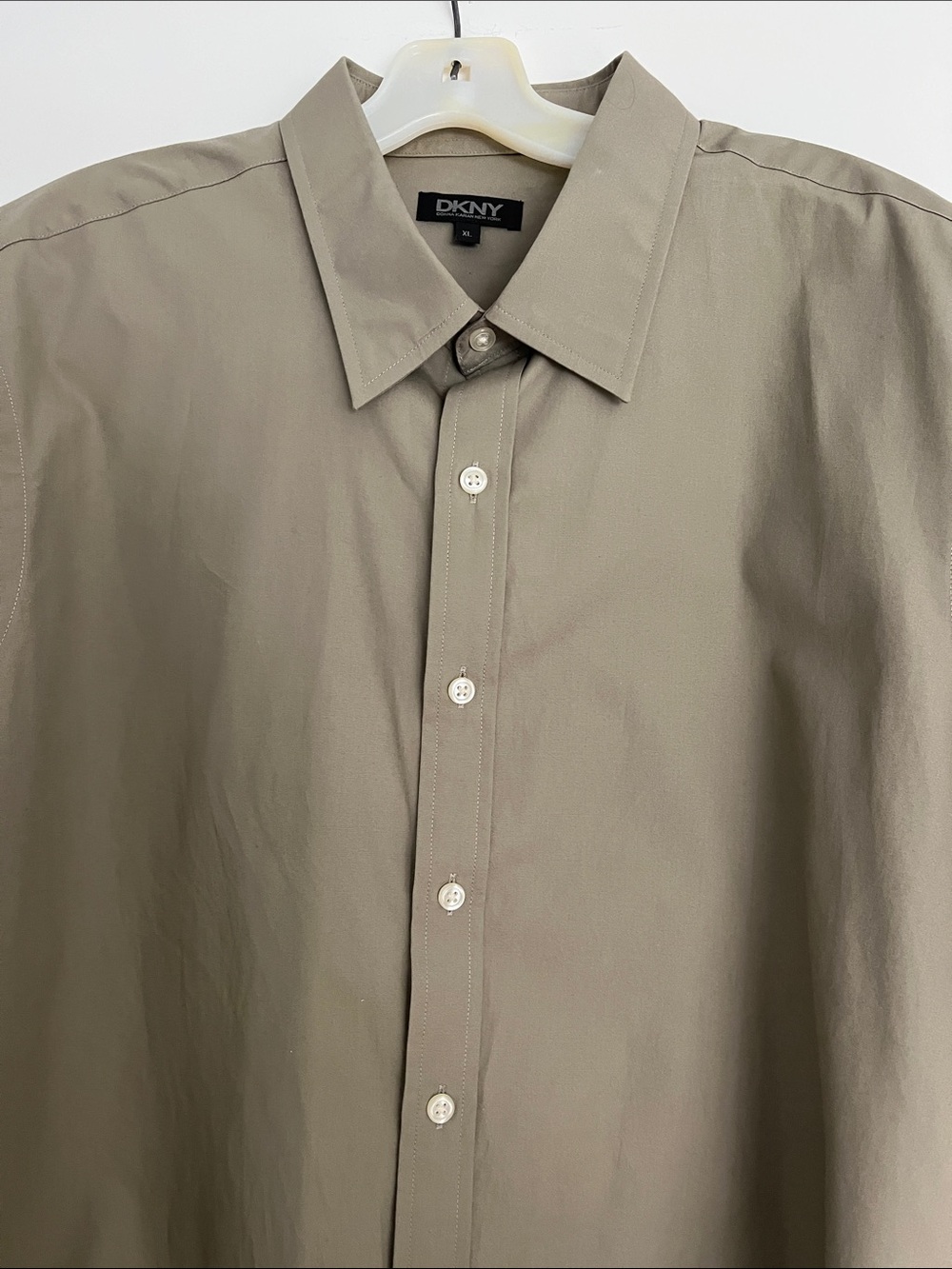 DKNY Men's Short-Sleeve Button-Down Shirt in Taupe XL